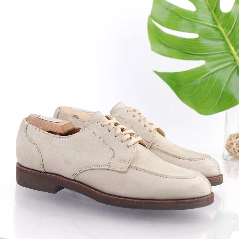 VTG USA Cole Haan Mens White Bucks Size 8.5 M Oxford Dress Shoes Vibram Gum Sole
